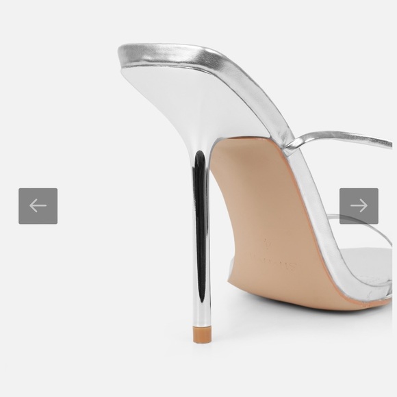 DELILAHH SILVER METALLIC TIE UP STILETTO SANDALS - Picture 4 of 4